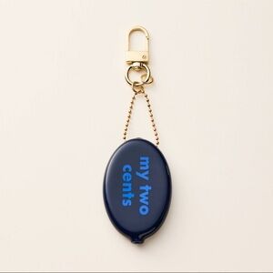 Kate Spade x Target “ my two cents “ Navy Blue Coin Holder Keychain